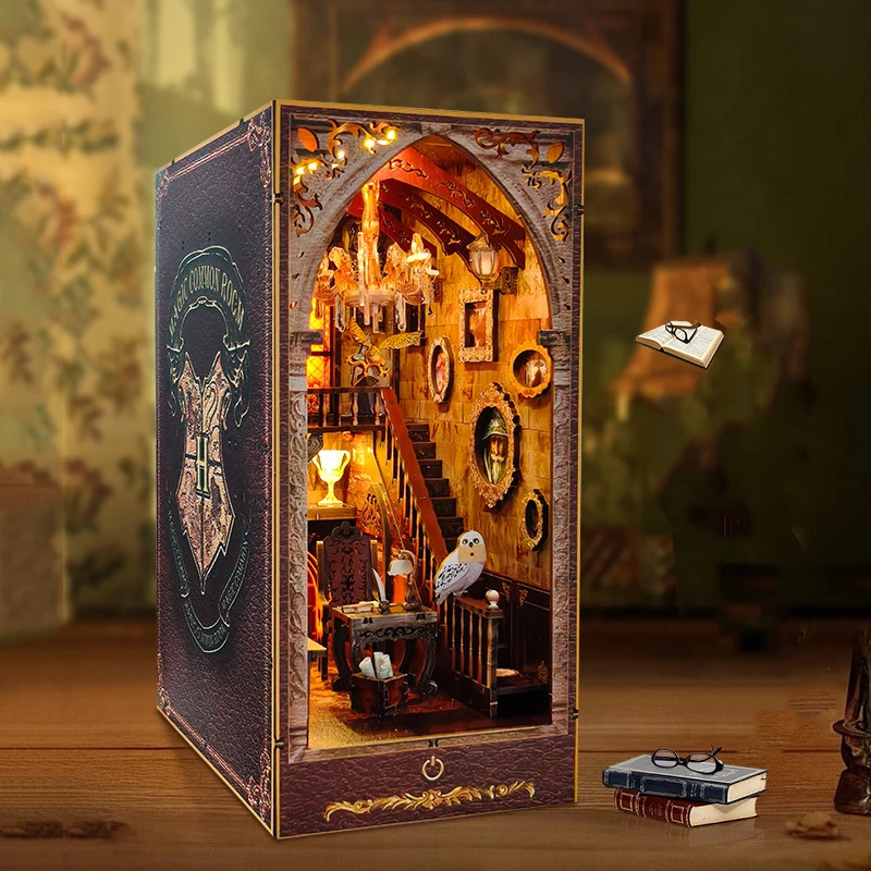 Fai da te Libro in legno Nook Magic Academy Case delle bambole in miniatura con kit di mobili 3D assemblare modello giocattolo per bambini regalo per adulti Casa