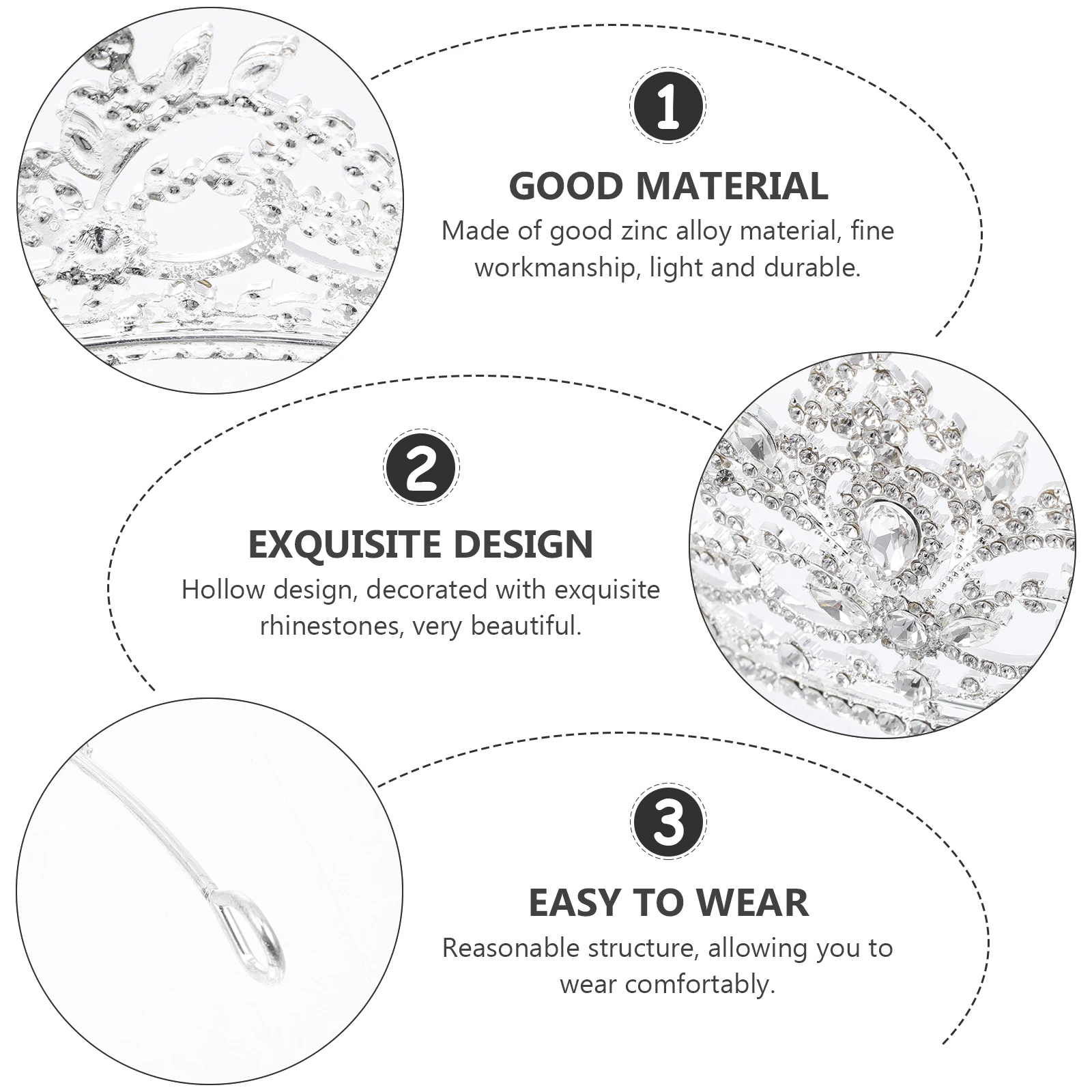 

Elegant Rhinestone Tiara Crown Wedding Bridal Headpiece Party Decor For Women Lightweight Comfortable Perfect Size Photo Banquet