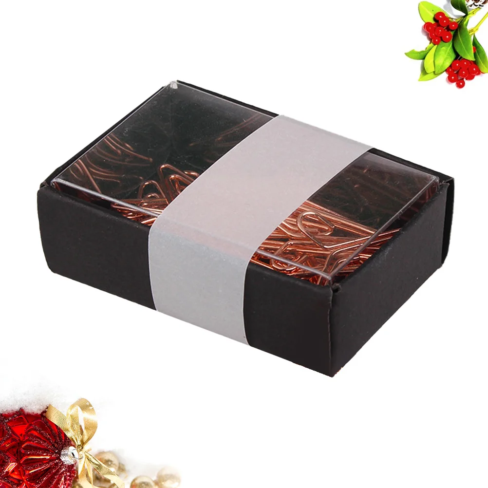 

1 Box Creative Hanger Paper Clips Metal Rose Gold Portable Note Photo Clips Bookmark Clamps for School Office Home