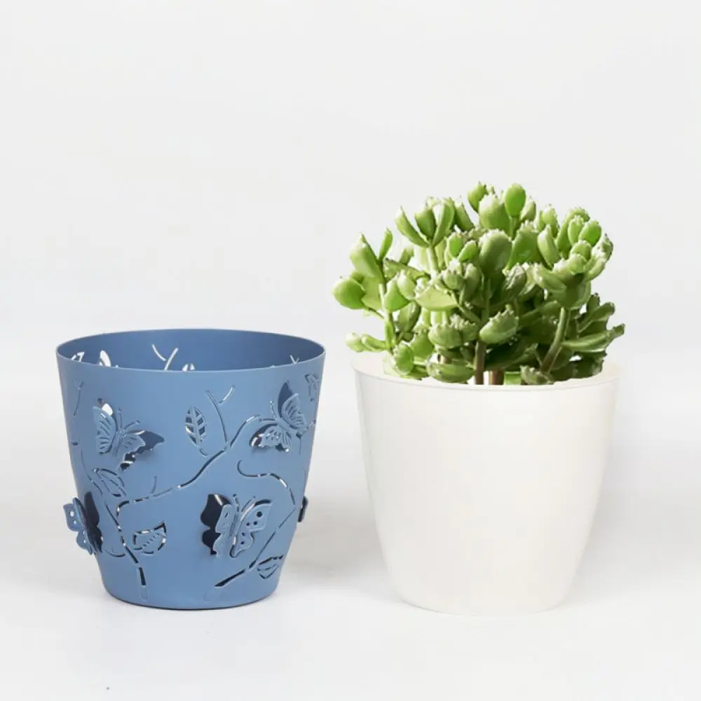 Resin Succulent Flower Pot Hollow Butterfly Basket Detachable Double Layer Breathable Desktop Garden Planter Decor