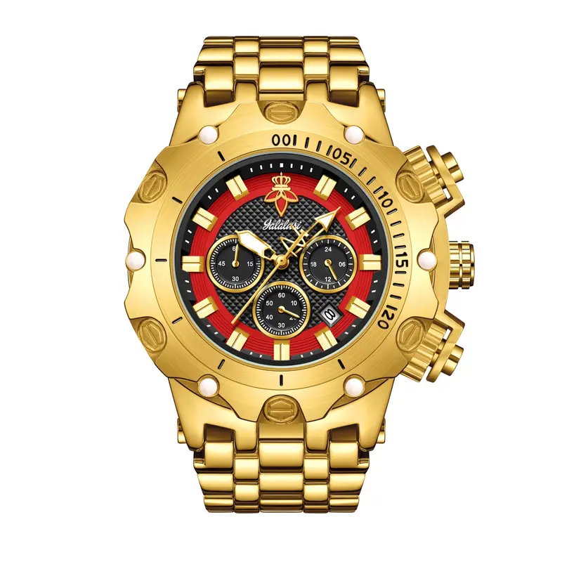 YaLaLuSi Men's Multifunctional Luxury Watch, Gold Strap with Atmospheric Dial, Fashionable and Practical Gift Box - Image 8