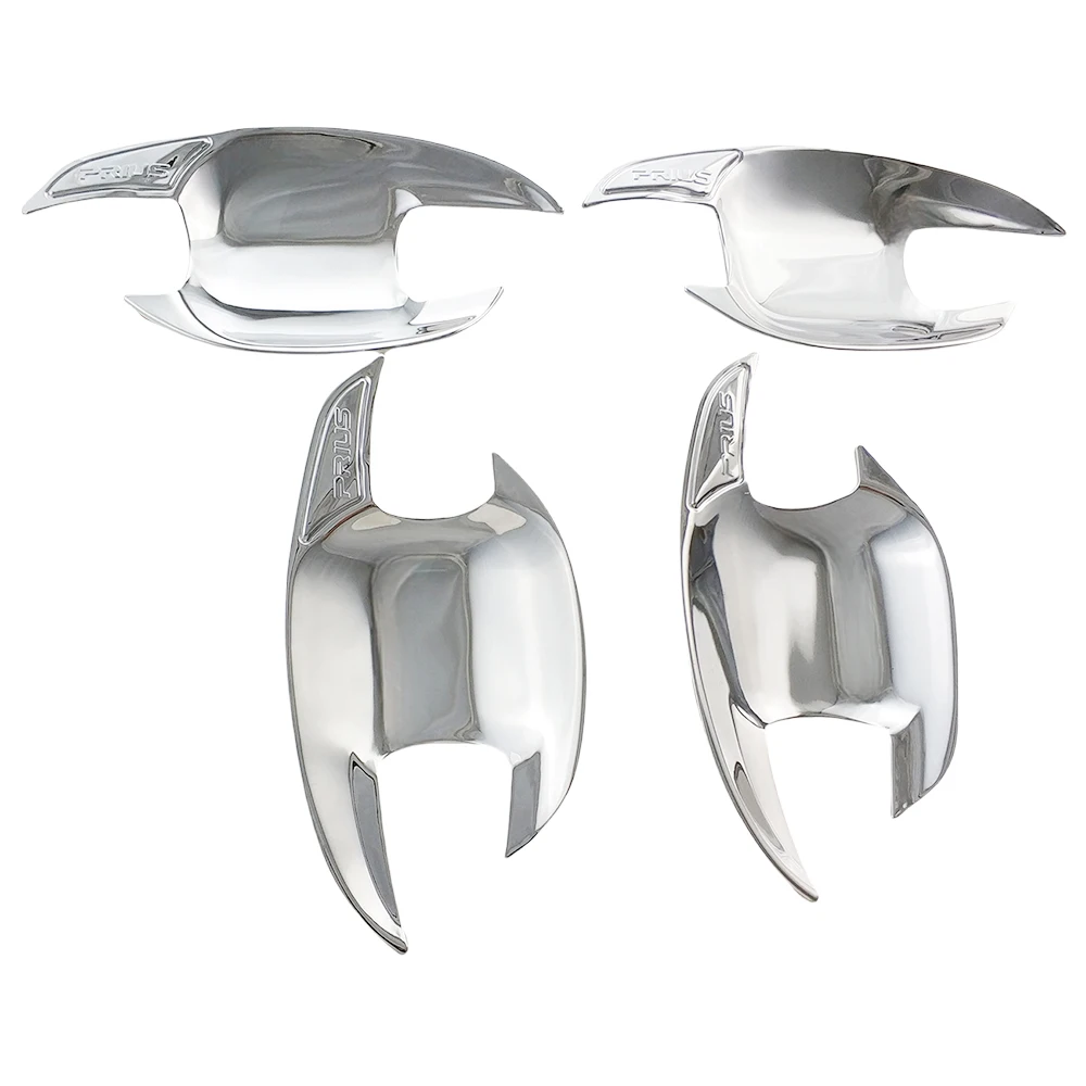 Chrome Silver Door Bowl Cover For Toyota Prius 30 2010 - 2015 Black Carbon Fiber Car Accessories Exterior Components  Decorate