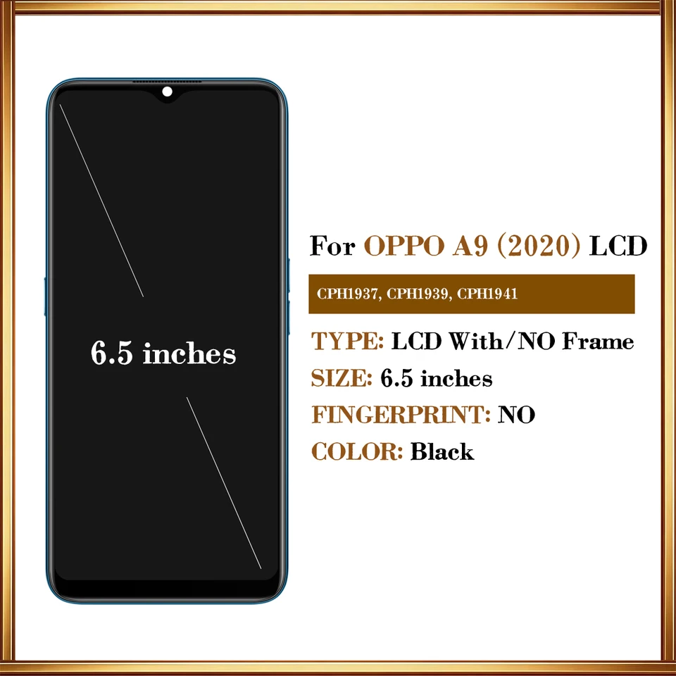 6.5" Original para OPPO A9 (2020) Pantalla LCD Pantalla táctil Digitalizador CPH1937 CPH1939 CPH1941 A11X Pantalla LCD Piezas de reemplazo 2