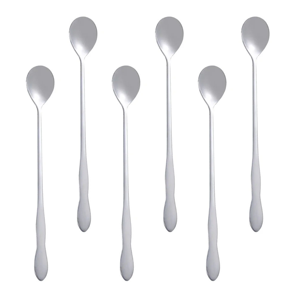 6pcs Stainless Steel Stirring Spoons Long Gourd-shaped Handle Spoon Ice Spoons for Home Bar (26cm) ice cream scoop