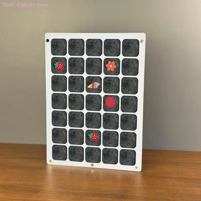 62KE 35-Gitter-Acryl-Emaille-Pin-Anzeigetafel, wandmontierbare Desktop-Organizer für Schmuck, Sammlerstücke, schützend – Detail 3