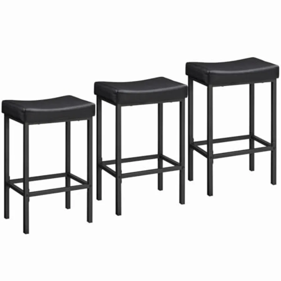 

Bar StoolsSet of 3 Bar Chairs Counter Height Bar Stools Saddle Stools Set of 3 Kitchen Stools 24.8" Barstools 2.4" Thick Uphols