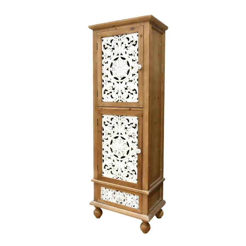 

hollow carved bookcase log locker retro solid wood study living room with door art engraved feet