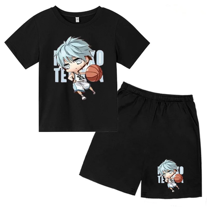 

Fashion Cotton T-shirt Sets Boys Girls Short Cartoon Q Version Basketball Superstar Casual Outfit Summer Tees Children Tracksuit