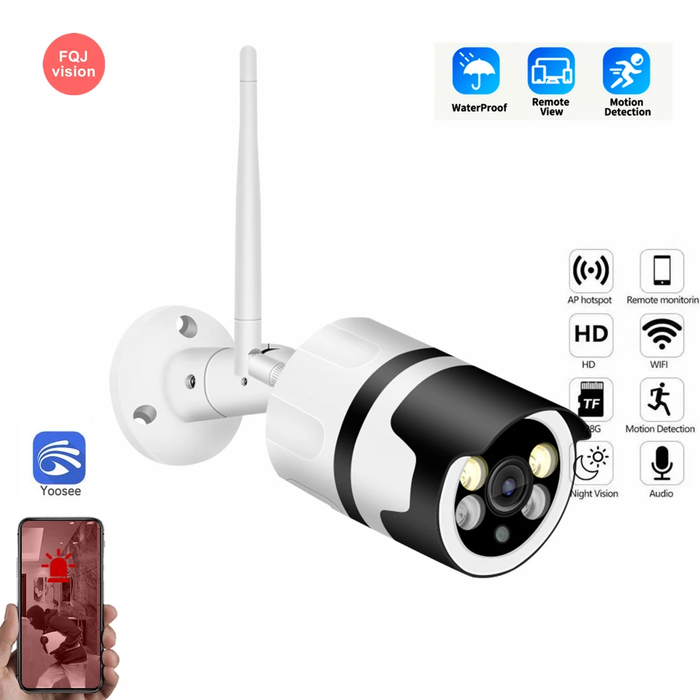 YOOSEE APP 2MP Wifi Bullet Camera Outdoor Wireless Waterproof IP Camera Two Way Talk for Home Shop Street Security