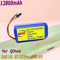 14.8V 12800mAh Robot Vacuum Cleaner Battery Pack for Qihoo 360 S5 S7 S7Pro T90 X9 Robotic Vacuum Cleaner Replacement Batteries