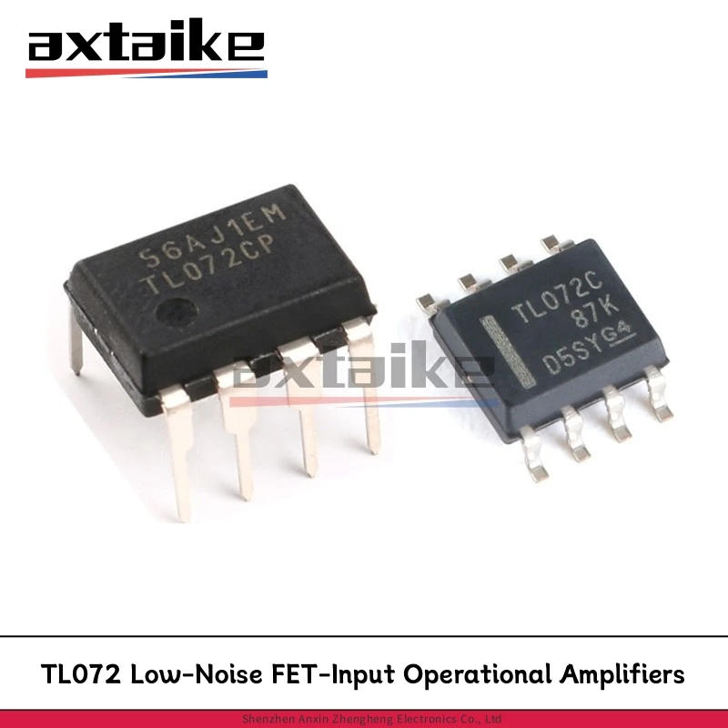 

10PCS TL072 SOP-8 DIP-8 TL072CDR TL072IDR TL072ACDR TL072CP TL072I 072AC SMD Low-Noise JFET-Input Operational Amplifiers IC