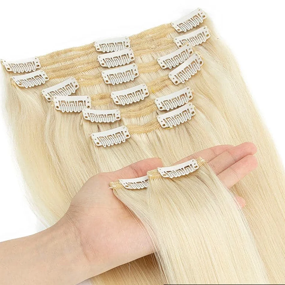 100% Real Human Hair Clip in Hair Bundles For Women Natural Black Hair Bundles Colored Brazilian Remy Hair for Salon