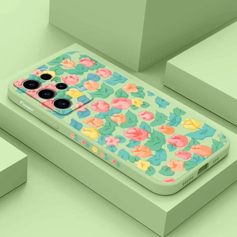 Scattered Flowers Phone Case For Samsung Galaxy S24 S23 S22 S21 S20 S10 S10E Ultra Plus FE Note 20 Ultra 10 Plus Cover