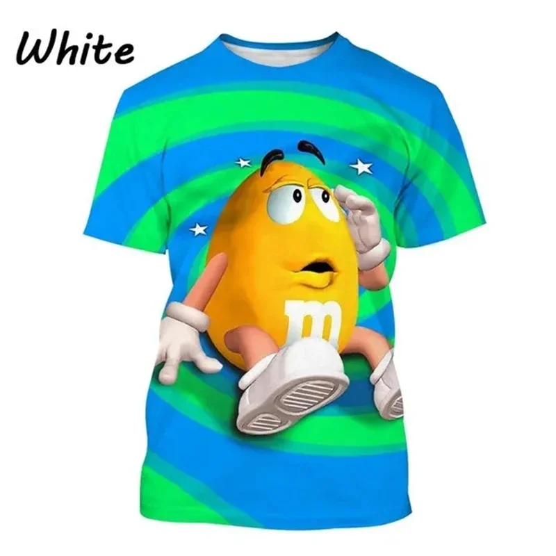 New Funny 3d Chocolate Bean Print T-shirt Fashion Cartoon Short Sleeve Cool Tops Personality Graphic Tees Y2k Clothing Tee Shirt