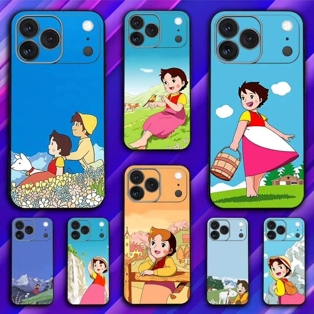 

Cute H-Heidi Cartoon Phone Case For iPhone 17,16,15,14,13,12,11,Pro,Max,Plus,X,XS,SE4,E,Mini,Soft Black Case