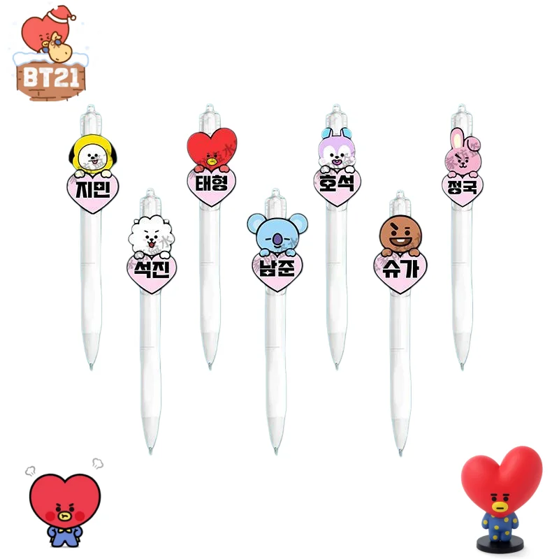 

Cute BT21 Koya RJ Shooky Man Tata Chimmy Cooky Press 0.5mm Gel Pen Black Refill Kawaii Anime Student Exam Pen Stationery Gift
