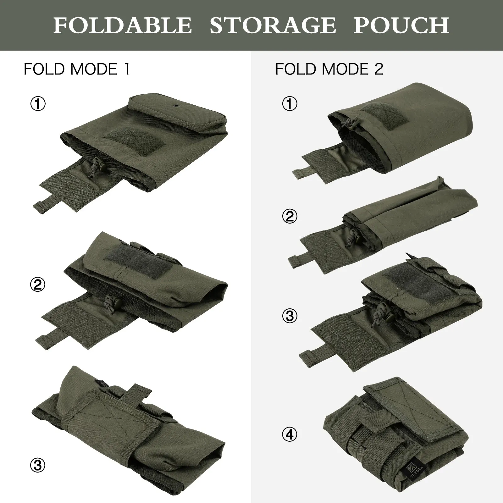 KRYDEX Tactical MOLLE Foldable Dump Pouch Magazine Recover Drop Pouch Roll-up Compact Hunting Tool Accessories Waist Utility Bag