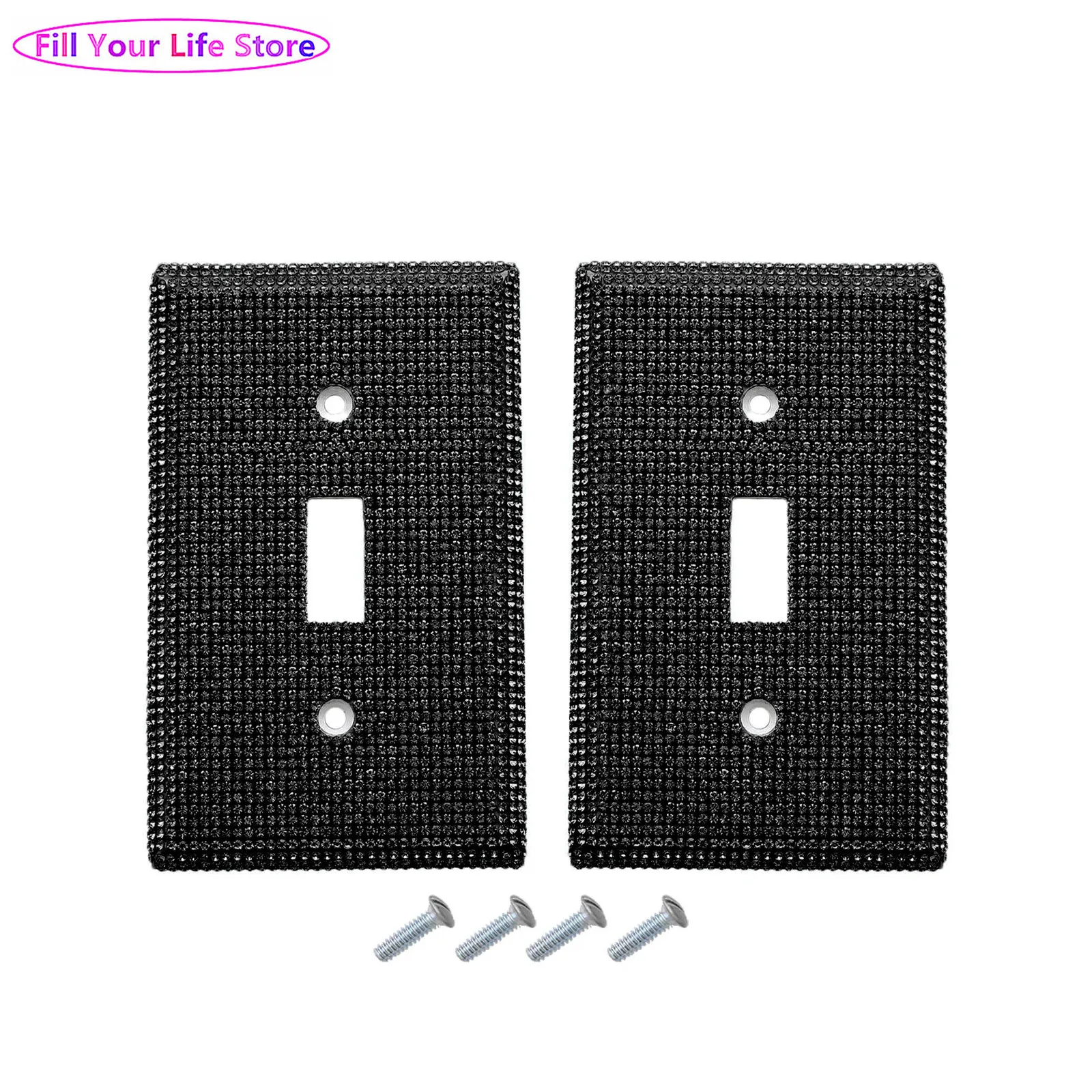 

2Pcs Shiny Rhinestones Outlet Covers Wall Plate Cover Switch Cover Decorative Light Switch Cove Bling Outlet Cover