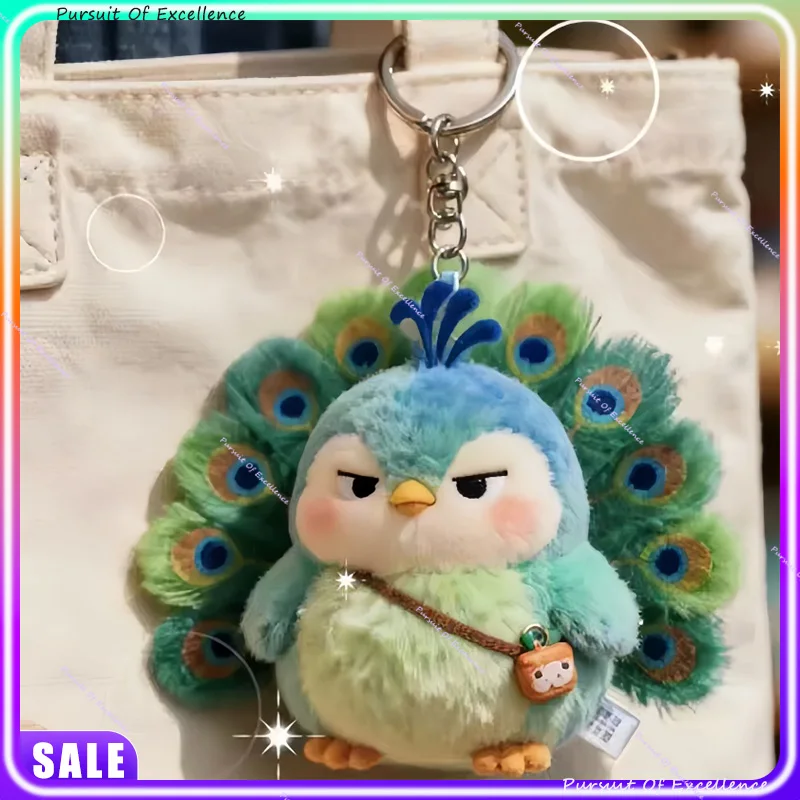 2026 Peluche postlard verde pavone - Simpatico portachiavi zaino con espressione fantastica, regalo di amico di alto valore per le vacanze