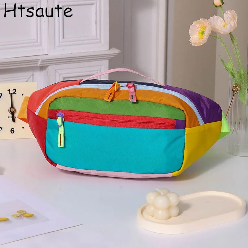 

Nylon Crossbody Bags For Women Casual Colored Waist Pack Shoulder Bag Multi-pocket Coin Phone Waist Bag Travel Outdoor Chest Bag
