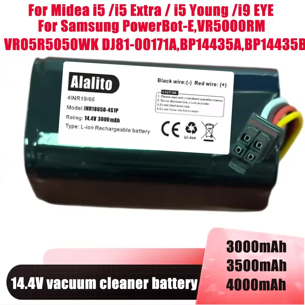 Vacuum Battery For Midea BP14435A Samsung DJ81-00171A Eureka i5 Young EYE PowerBot-E VR5000RM VR05R5050WK Capacity 2800mAh