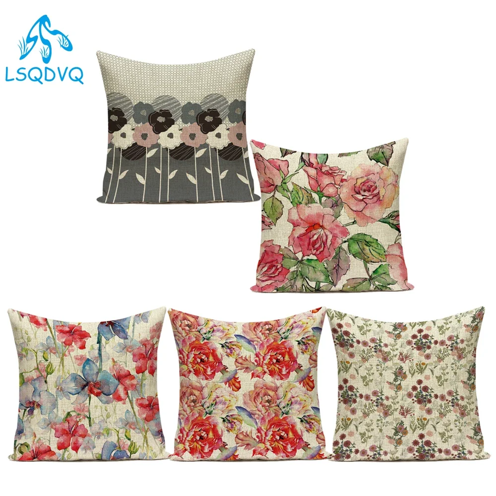 Exotic Floral Pattern Garden Summer Natural Flowers Leaf Botanical Tropical Jungle Gorgeous Cushion Sofa Throw Pillow Cover