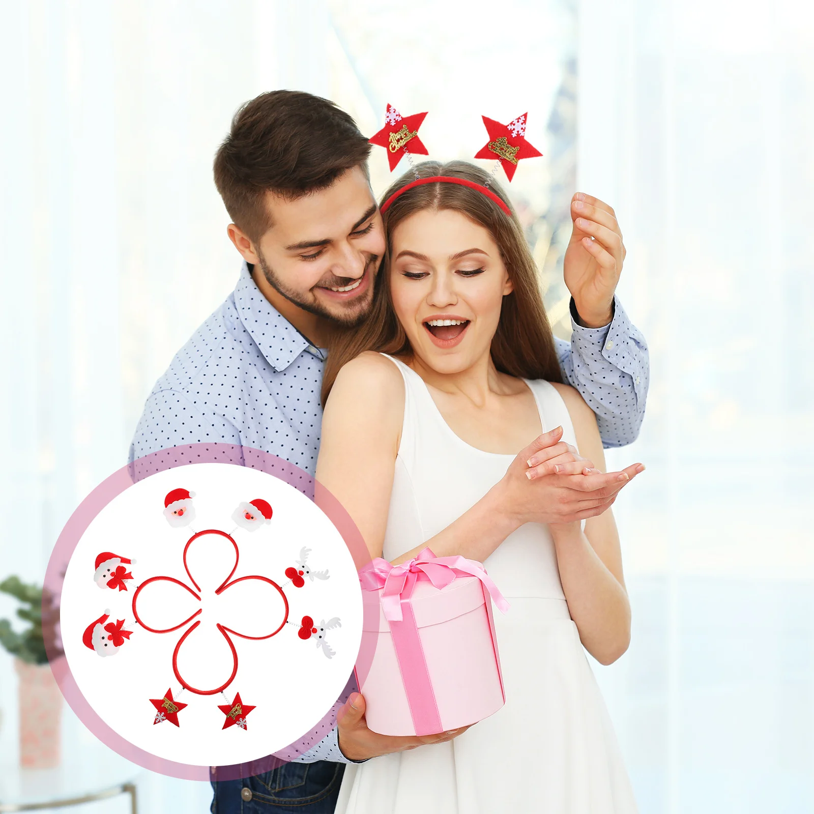 

4Pcs Christmas Deer Antler Hairband Holiday Headpiece for Family Gathering Outdoor Event Xmas Party Accessory Look