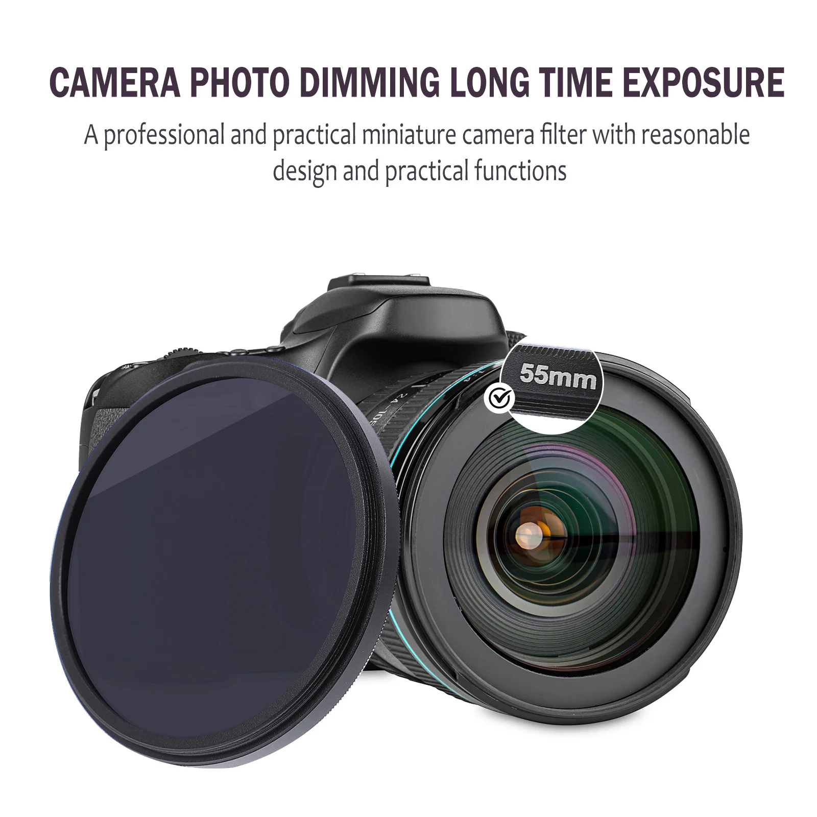 

Nd Filter 55mm Variable Neutral Density Adjustable Camera Filter for Photography Landscape Waterfall Stream Shooting