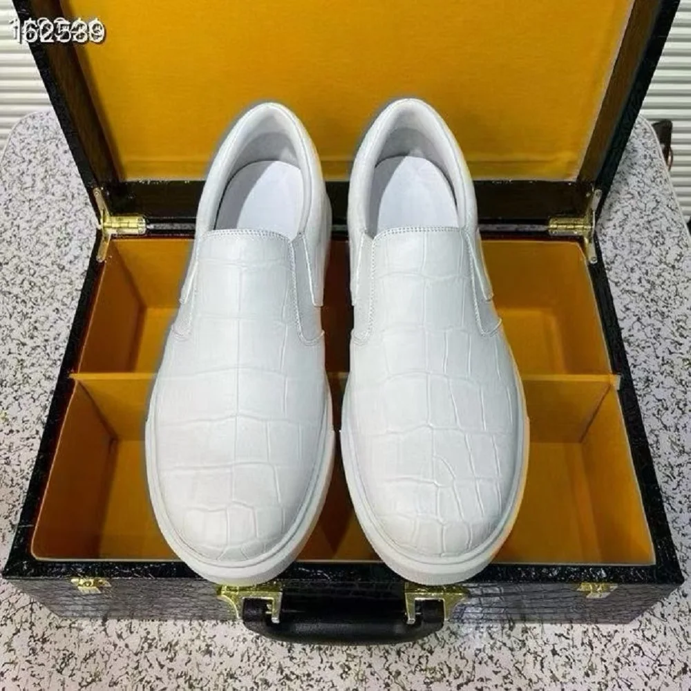 2026 new arrival Fashion Crocodile Skin causal shoes men,male Genuine leather sneakers pdd786