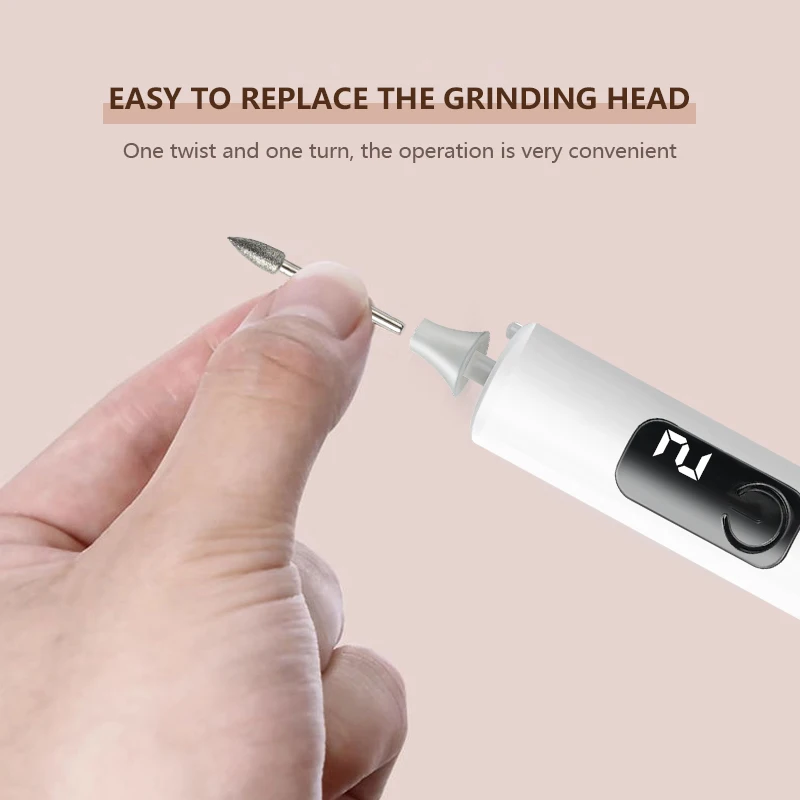 LED 電動ネイルバッファーポリッシャー バッテリーインジケーター付き 長時間スタンバイ TYPE-C 充電ネイルアートツール