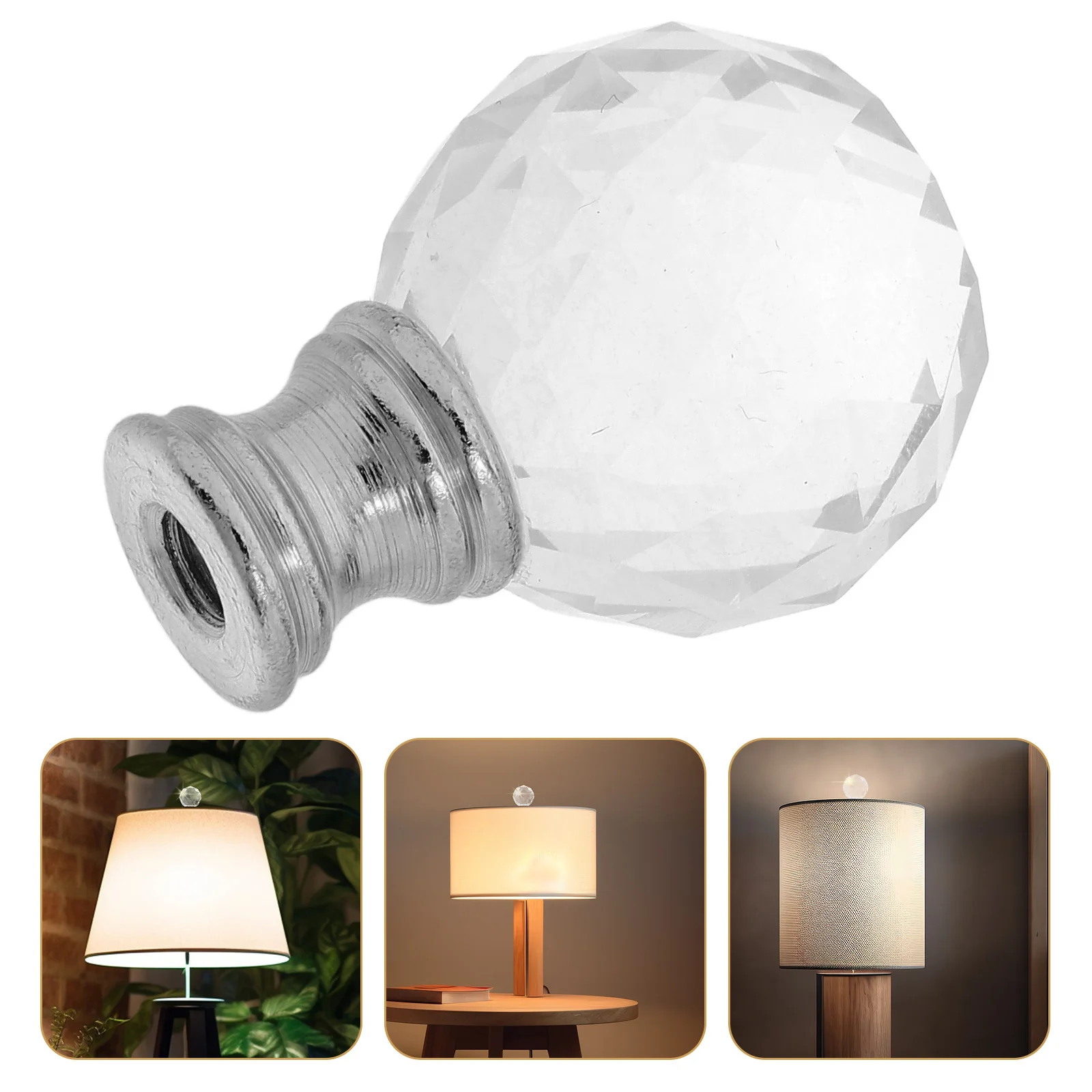 

Crystal Lamp Finial Ball Knob Cap Decorative Lampshade Topper for Table Floor Desk Light Fixture Replacement Easy Fit Shiny
