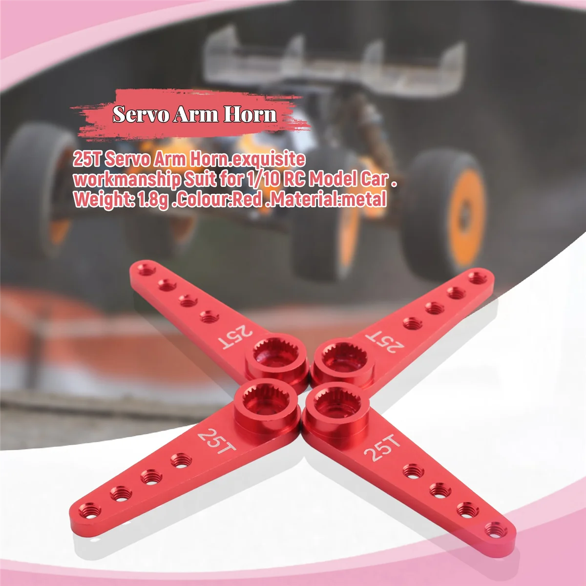 4 STKS 37 Mm 25 T Metalen Uitbreiding Stuurservo Arm Hoorn voor RC Auto Crawler Onderdelen, Rood