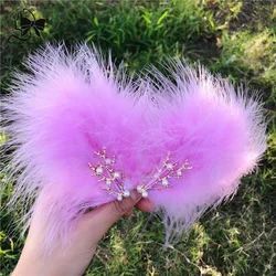 1pcs New Feather headwear hair clips Sen Fairy side clip girl student hanfu hair ornaments net red fairy hair clips wholesale