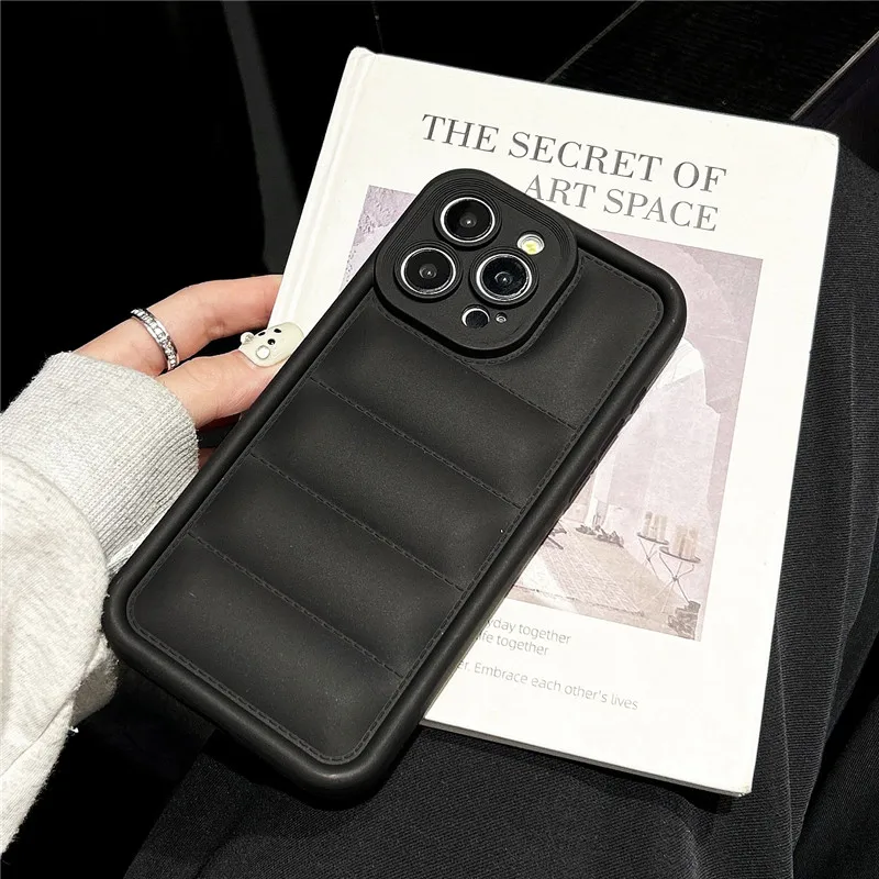 Luxury Shockproof Buffer Down Jackets Cover for iphone 15 pro max 14 13 12 11 Pro Max 11pro Thicken Armor Soft Phone Case