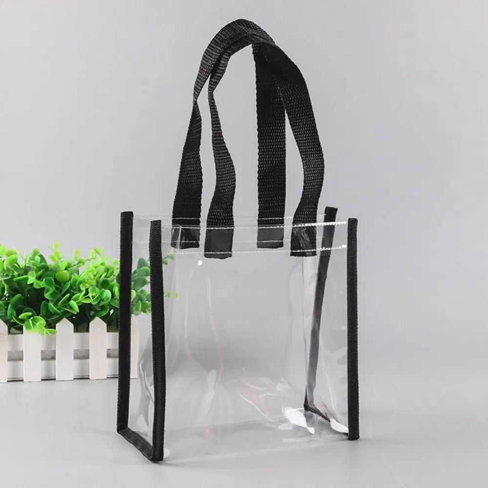 

New PVC Clear Tote Bag Large Capacity Car Sewn Cosmetics Shopping Bag Transparent Gift Bag Jelly Bag