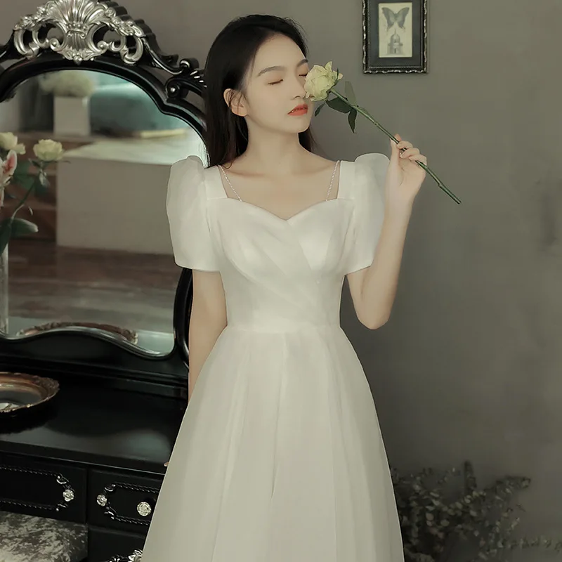 

N145 Белое свадебное платье невесты 2026 Новогодние платья на день рождения Sweet Memory Модный халат принцессы длиной до пола для женщин