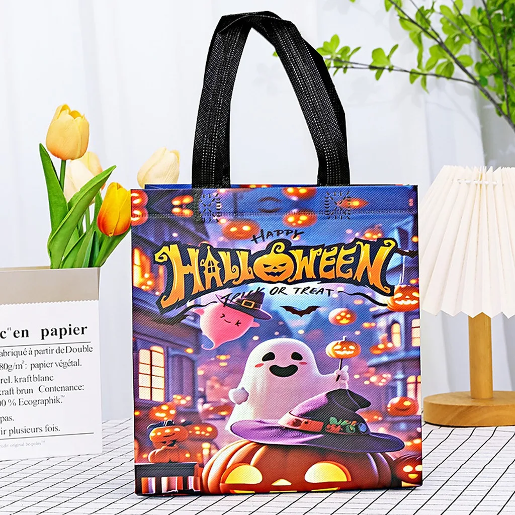 Halloween Gift Bags Non Woven Fabric Tote Bags Multi Patterns Pumpkin Ghost Reusable Grocery Handbag Party Favors Shopping Bags