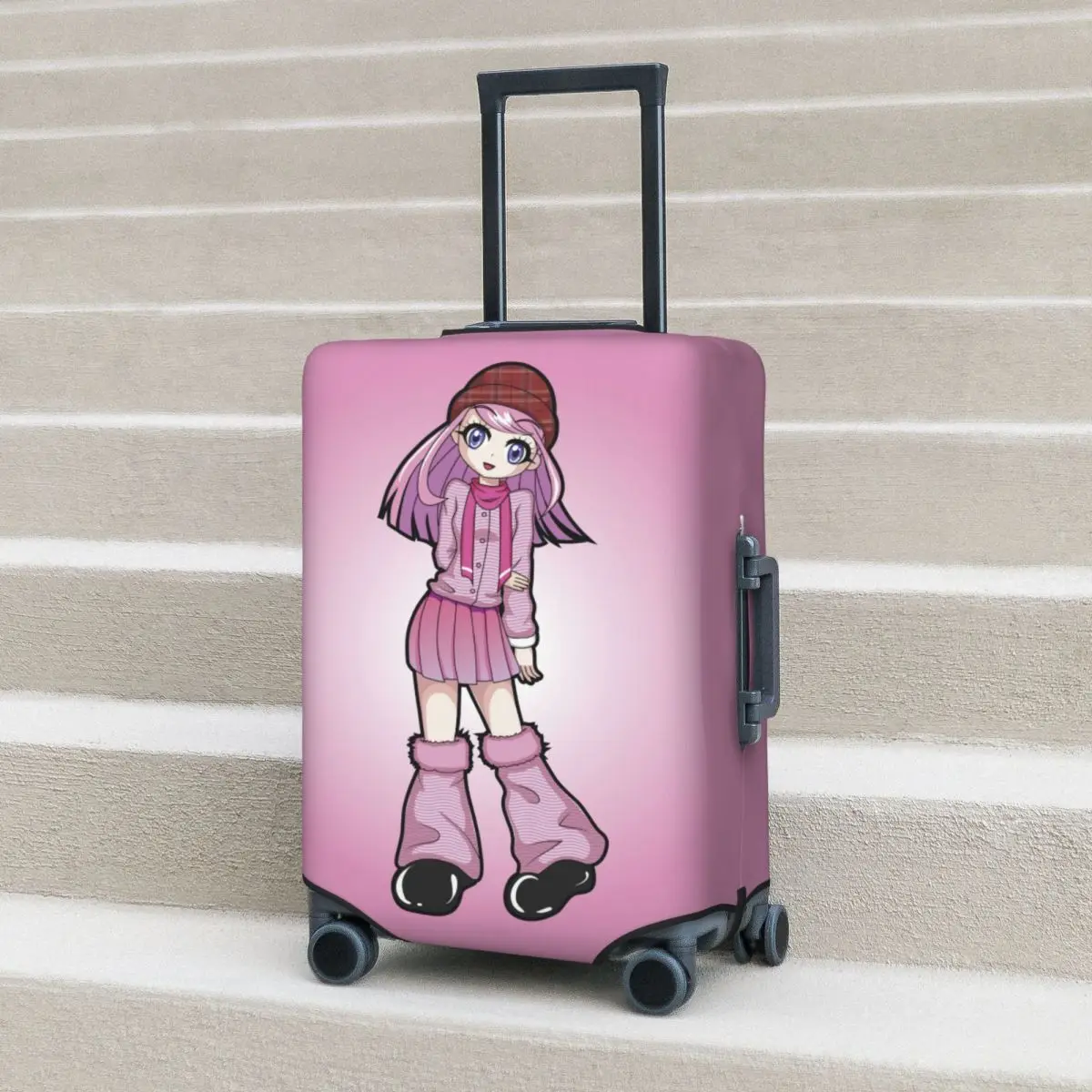 Cute Girl Suitcase Cover Stylish Y2k Travel Protection Flight Strectch Luggage Case Christmas Gift