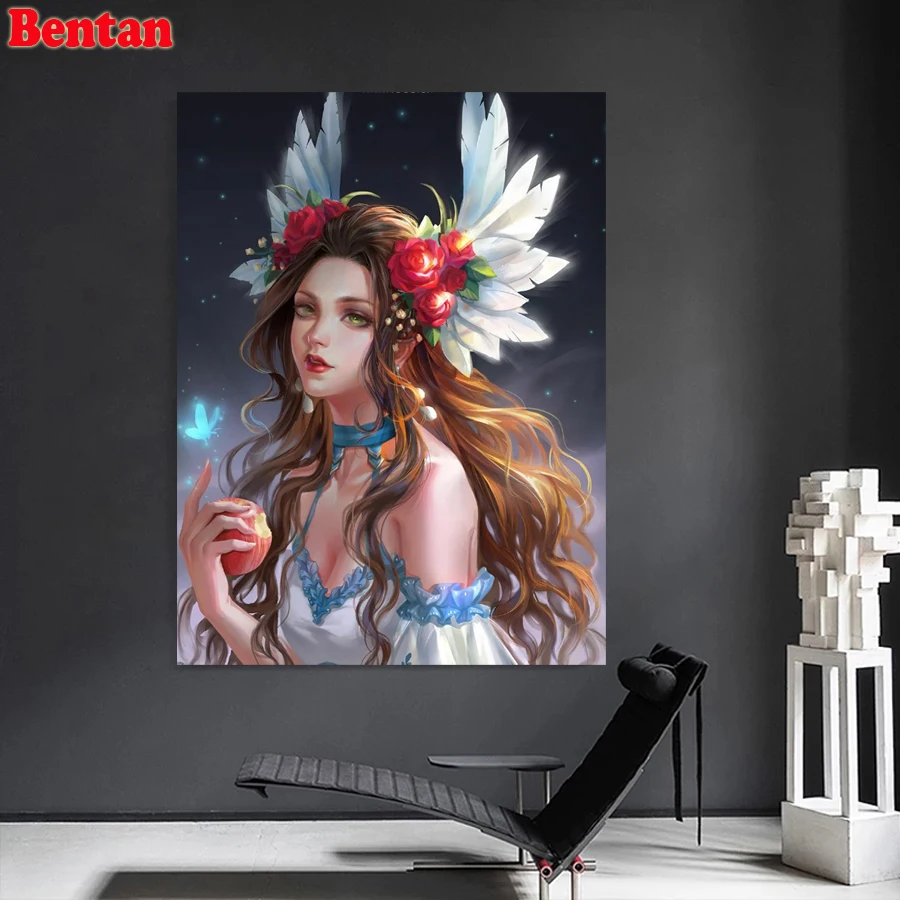 DIY Embroidery Diamond Painting Anime Beauty Wall Art Mosaic Picture For Corridor Bedroom Decoration Home Unique fairy girl