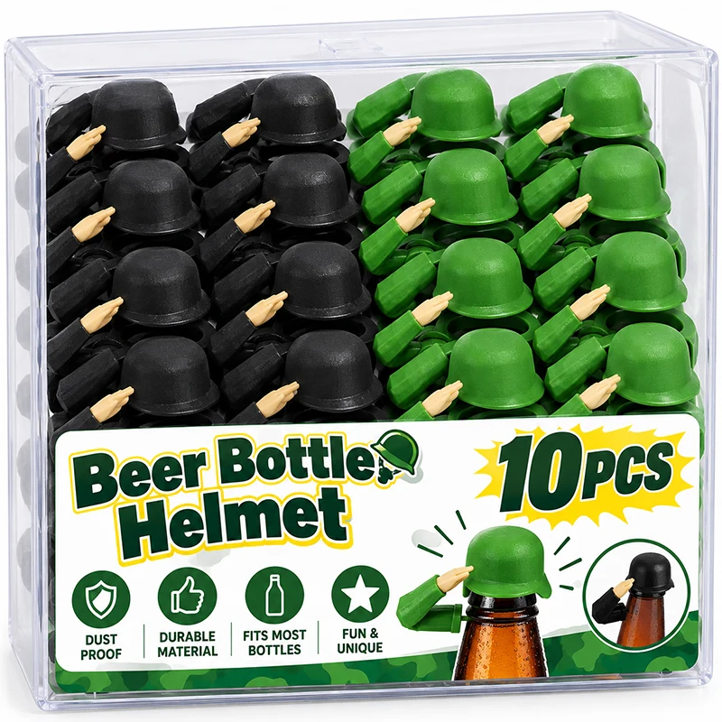 1-10PCS Creative Soldier Salute Beer Bottle Helmet Dustproof Caps 3D Printed PLA Beer Topper BBQ Party Bar Gift Decorations