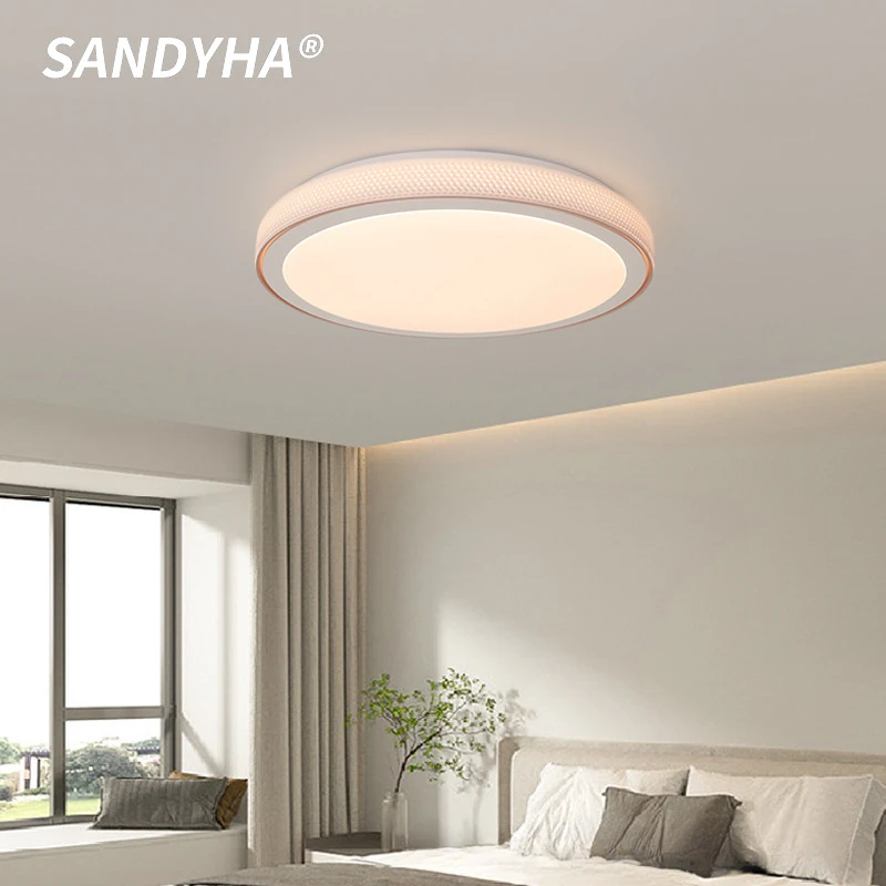 SANDYHA Modern Minimalist LED Ceiling Light Energy Efficient Stylish White Circle Design for Living Room Bedroom Hallway Home