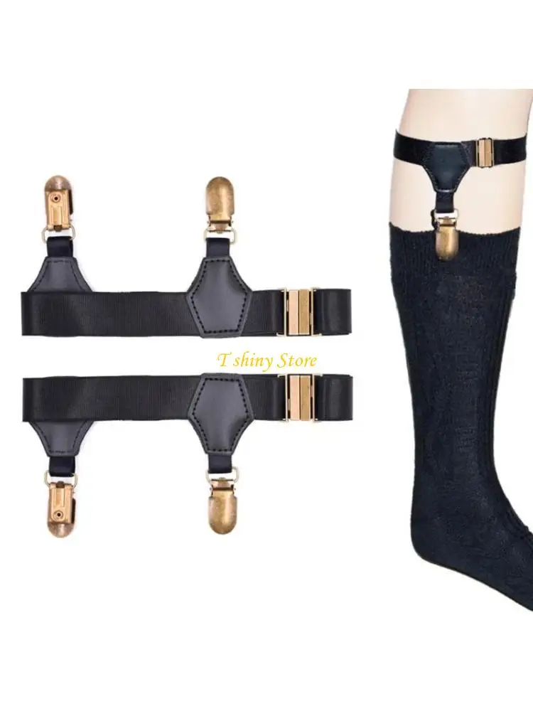n58f-black-socks-suspenders-holder-garters-belt-with-double-metal-non-slip-clips