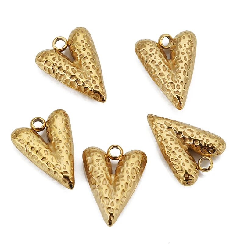 5pcs Stainless Steel Big Hole Love Heart Charms Pendants for Women Earrings Necklace Bracelets Jewelry Making Supplies Findings