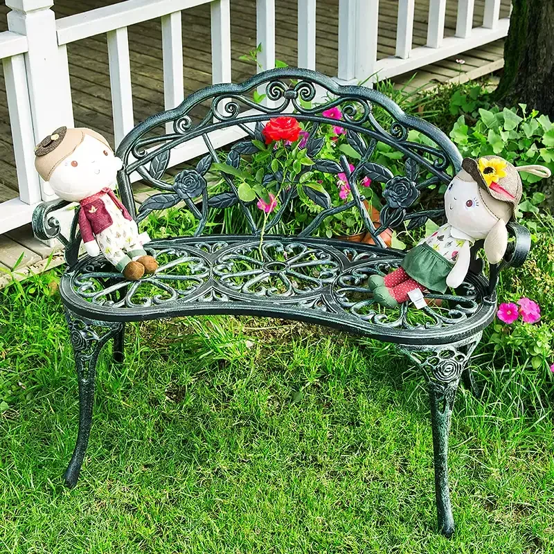 Park Chair Outdoor Bench Leisure Sunscreen Rust Protection Cast Aluminum Seat Courtyard Garden Outdoor European Balcony Double C