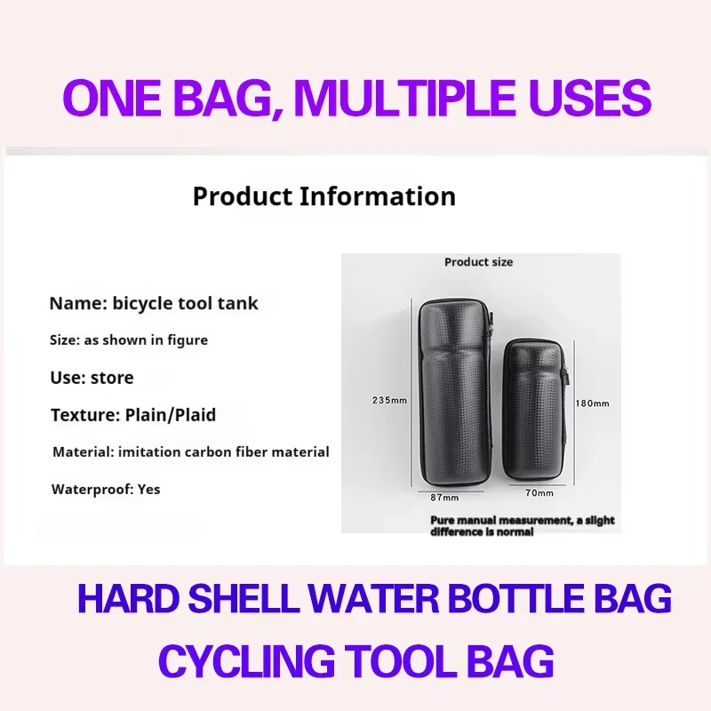 Herramientas para bicicleta, bolsa para botella de agua de carcasa dura, herramienta de reparación portátil de gran capacidad, accesorios multifuncionales impermeables para bicicleta