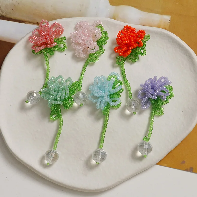 Shoe Charms 1 Piece Handwoven Crystal Beaded Cheerful Flower Ball DIY Accessory for Jelly Clog Sandals Princess Korean
