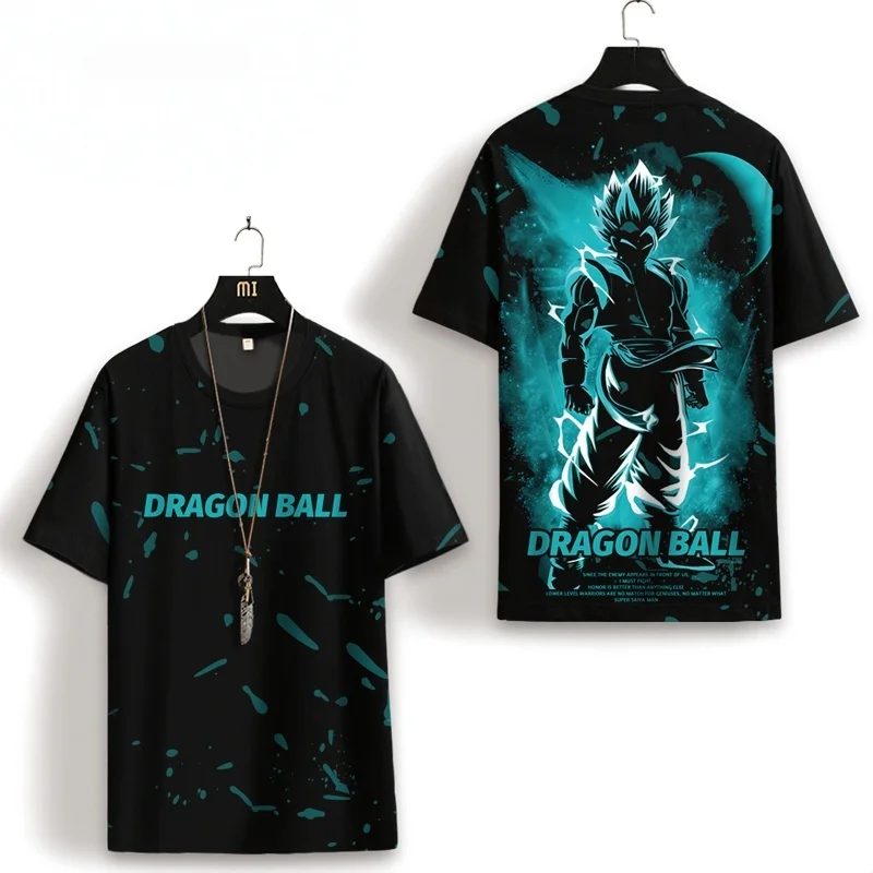 2024 Summer New Anime Dragon Ball Z Son Goku Ice Silk Short-Sleeved Men Very Large Size T-Shirt Leisure Fashion Kids Clothing