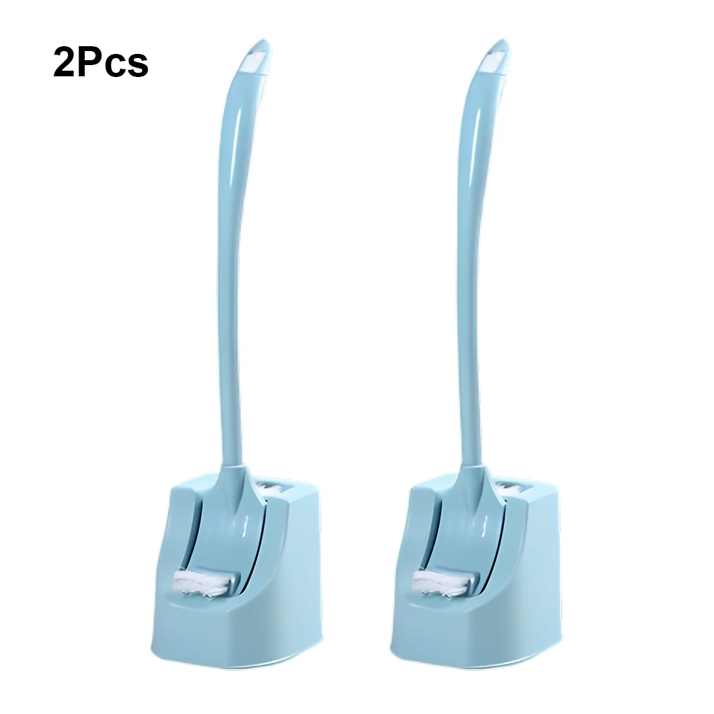 2pcs Toilet Brush Set Cleaning Scrubber Corner Curved Brushes Pink