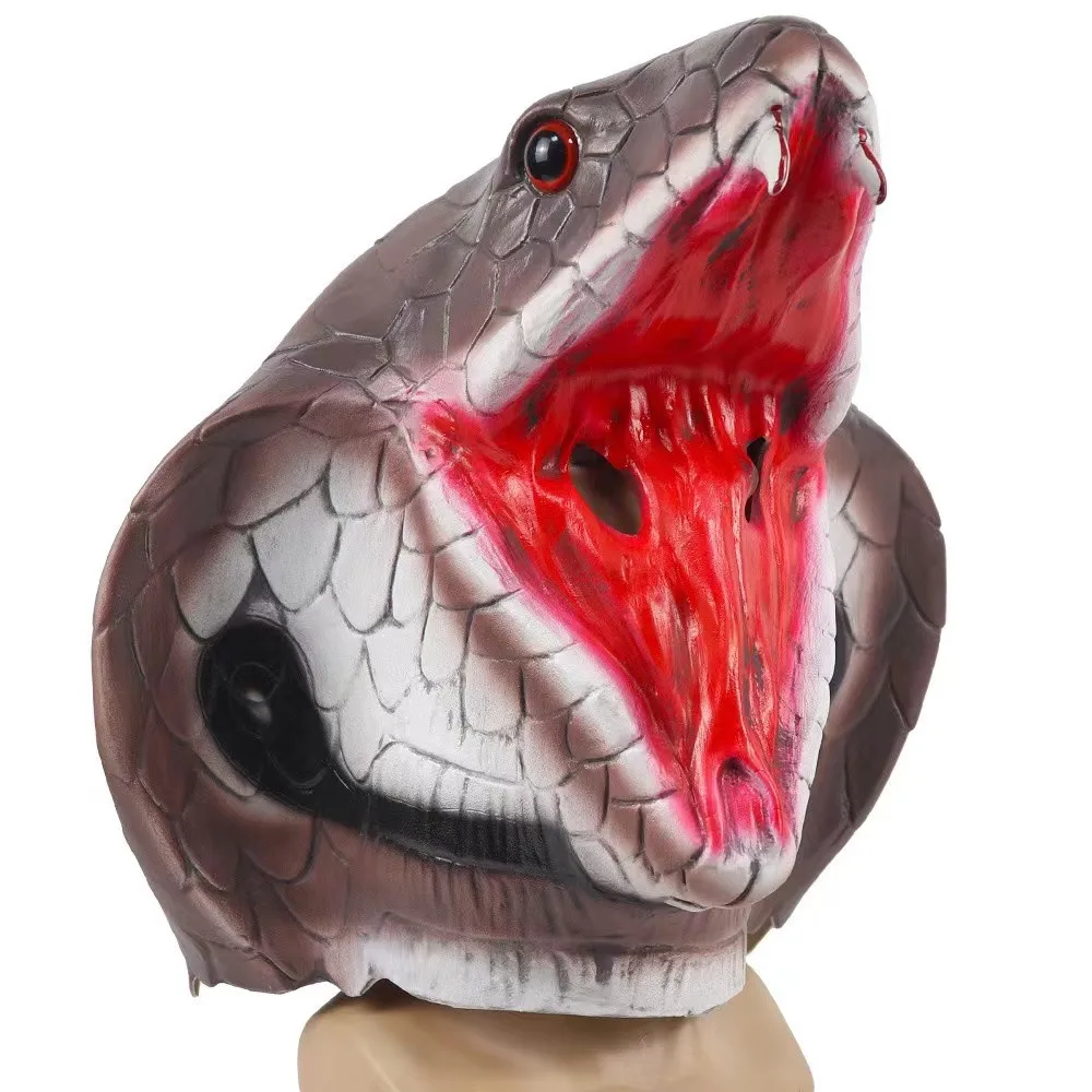 Snake Mask Cobra Head Animal Latex Full Head Realistic Masks Fancy Dress for Halloween Carnival Costume