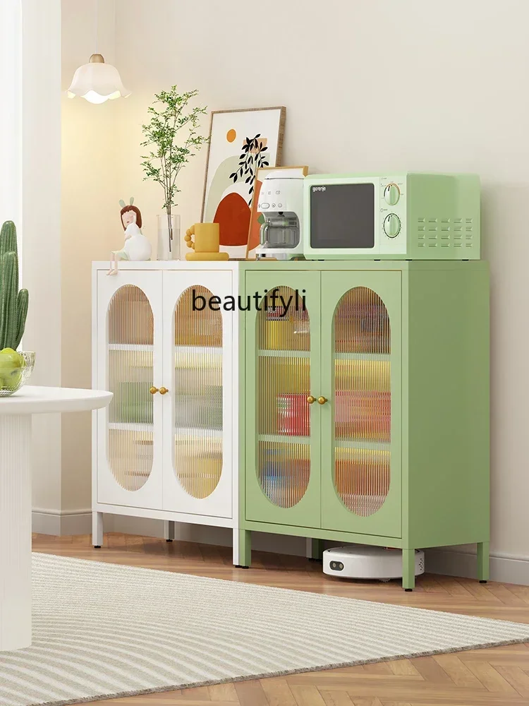 

yj9 Nordic Korean Style Japanese Style Modern Tea Cabinet Living Room Snack Storage Iron Single Door High Leg Sideboard Cabine